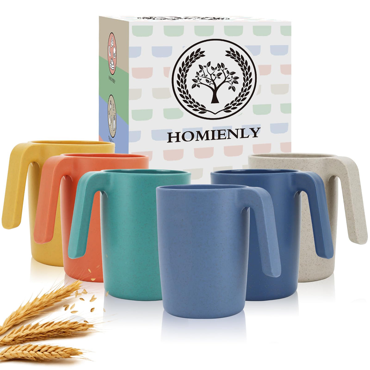 Homienly tazas de trigo 16 oz apilables para cocina y camping.
