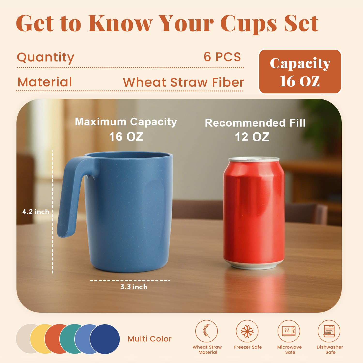 Tazas Homienly de trigo para camping, resistentes y ligeras.