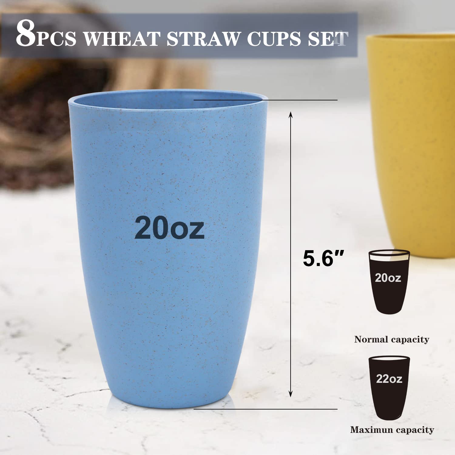 Vasos Homienly de paja de trigo en 4 colores para la mesa