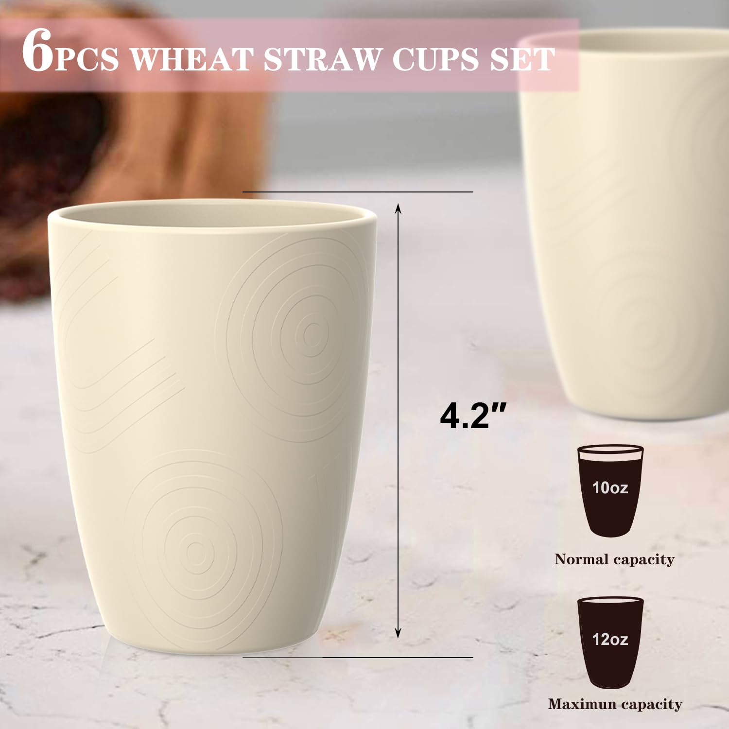 Homienly vasos de trigo 12oz, diseño ligero para manejar con facilidad.