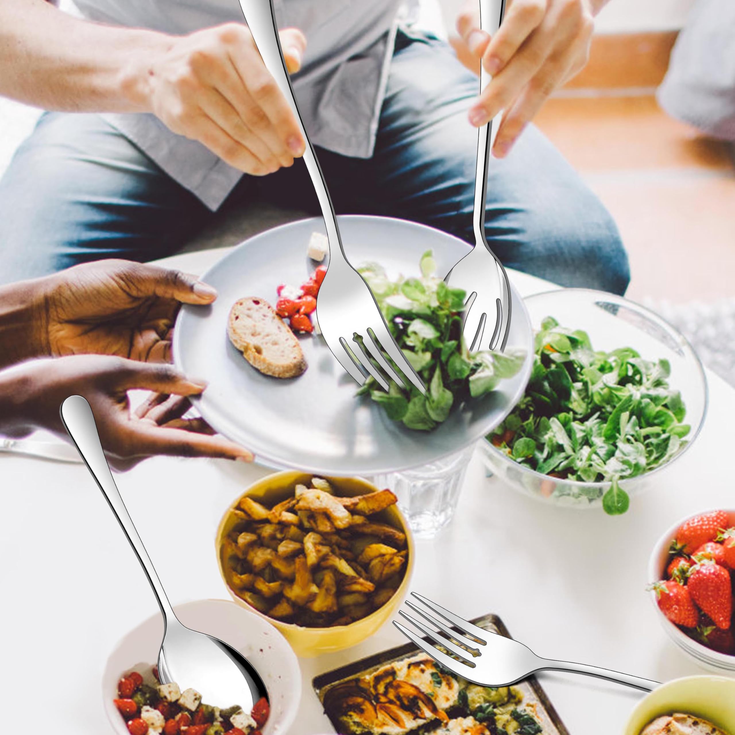 Homikit tenedores de servicio para catering con puntas sólidas.