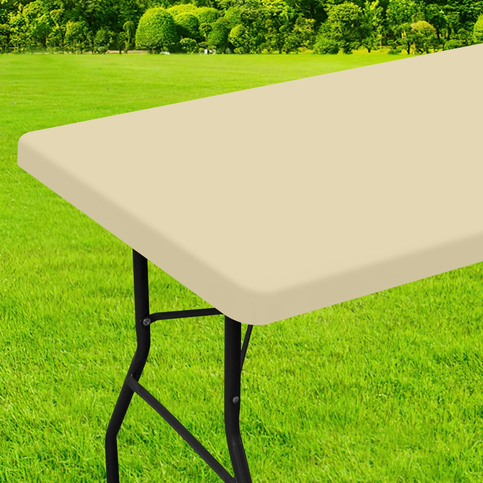 Homing: funda de mesa rectangular con ajuste elástico para fijación estable en exterior.