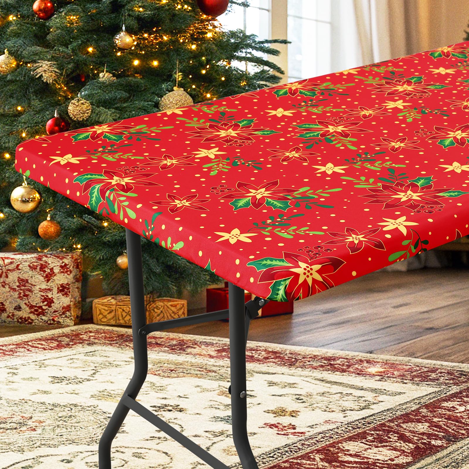 Mantel rectangular elástico impermeable de Homing para mesa plegable, protección contra manchas.