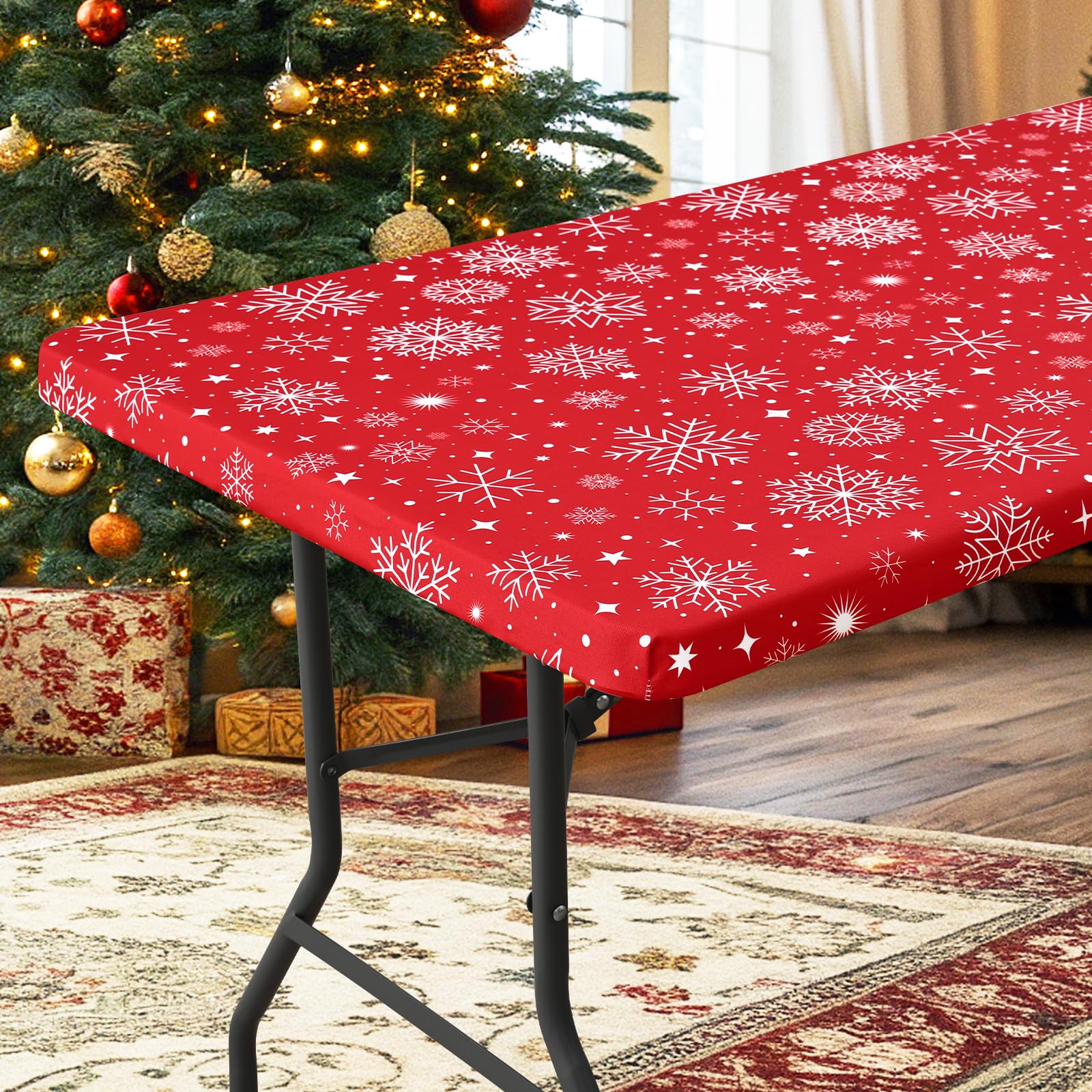 Mantel rectangular de Homing con elastico impermeable para mesa plegable de 6 pies, ideal para exterior.