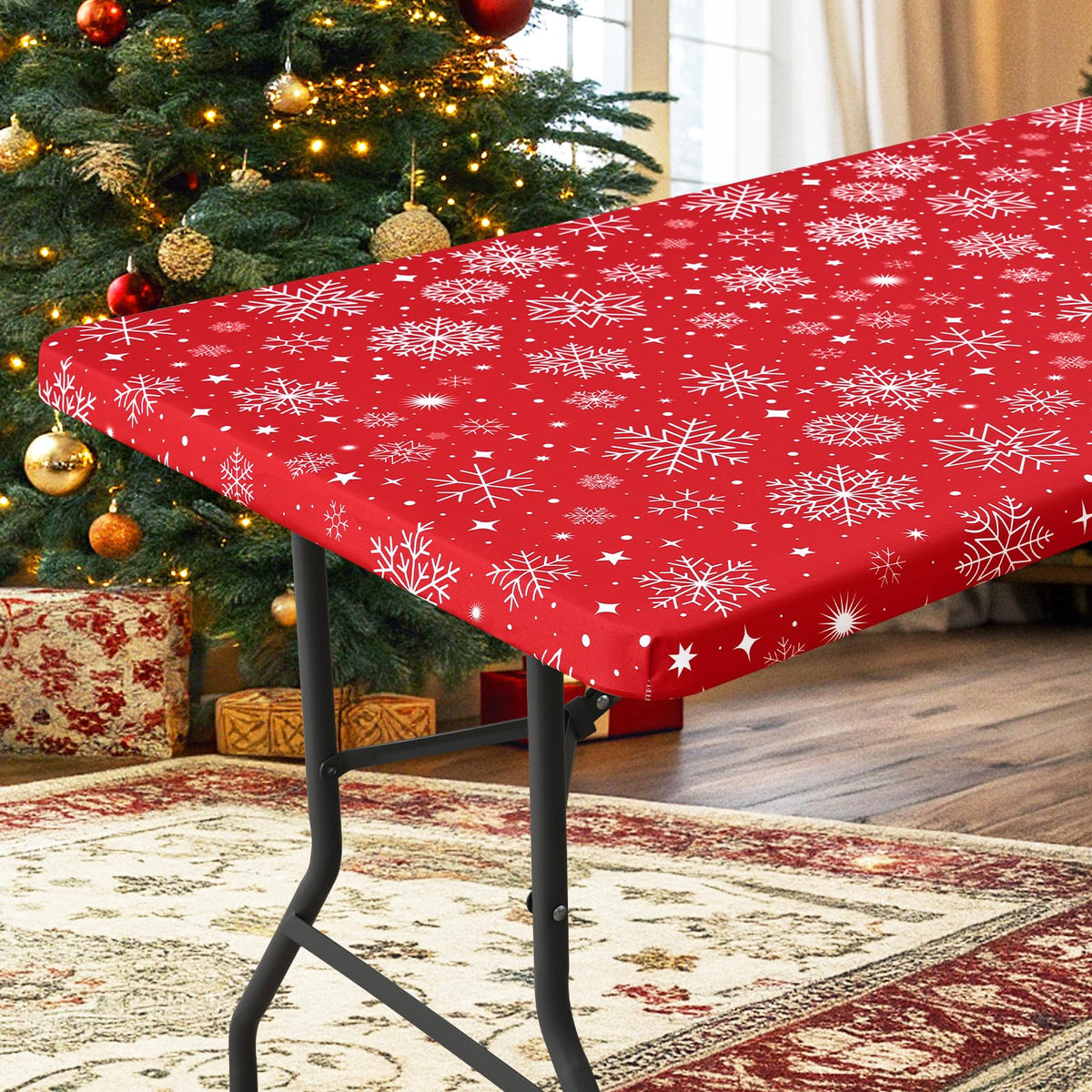 Mantel rectangular de Homing con elastico impermeable para mesa plegable de 6 pies, ideal para exterior.