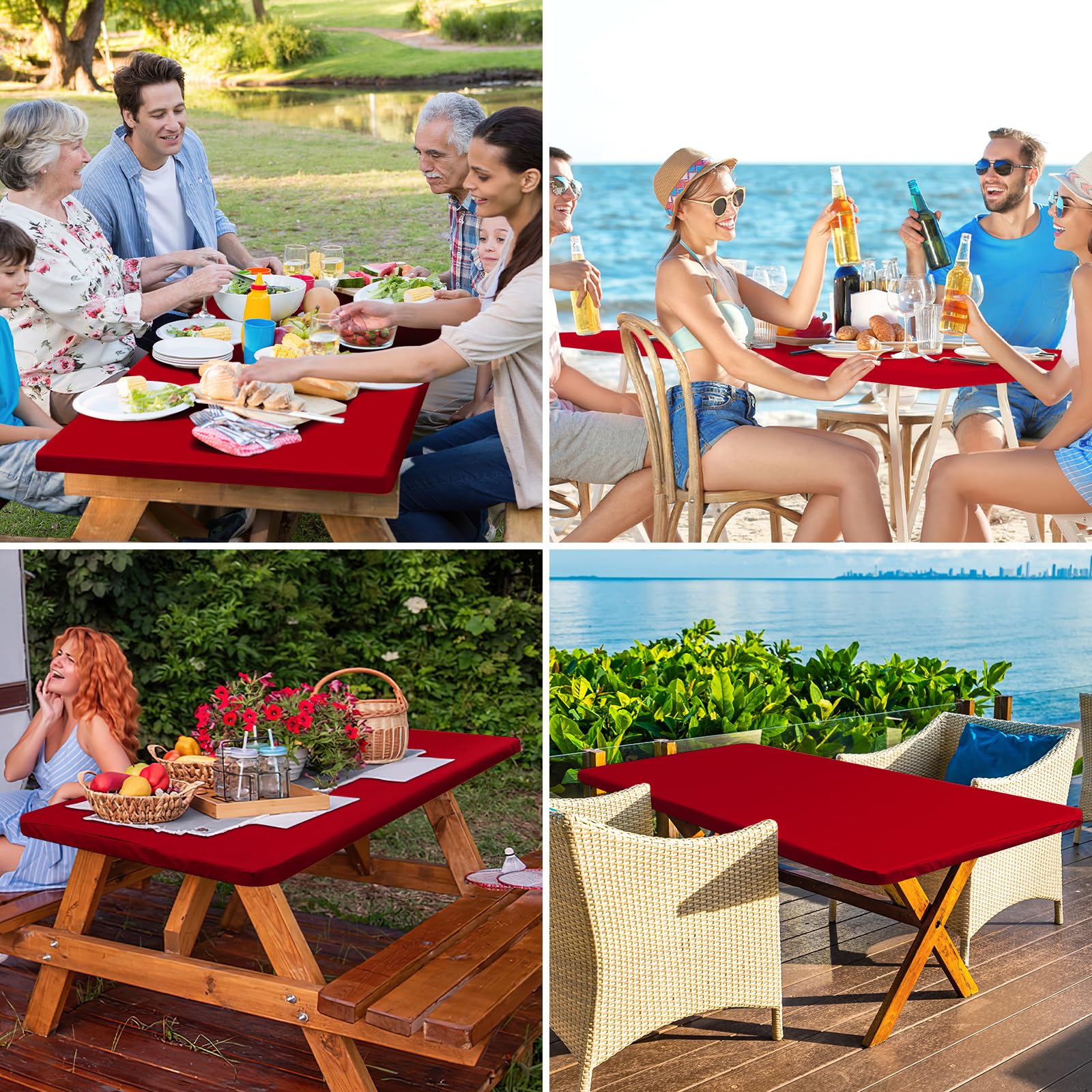 Mantel elástico para picnic y camping de Homing, rojo