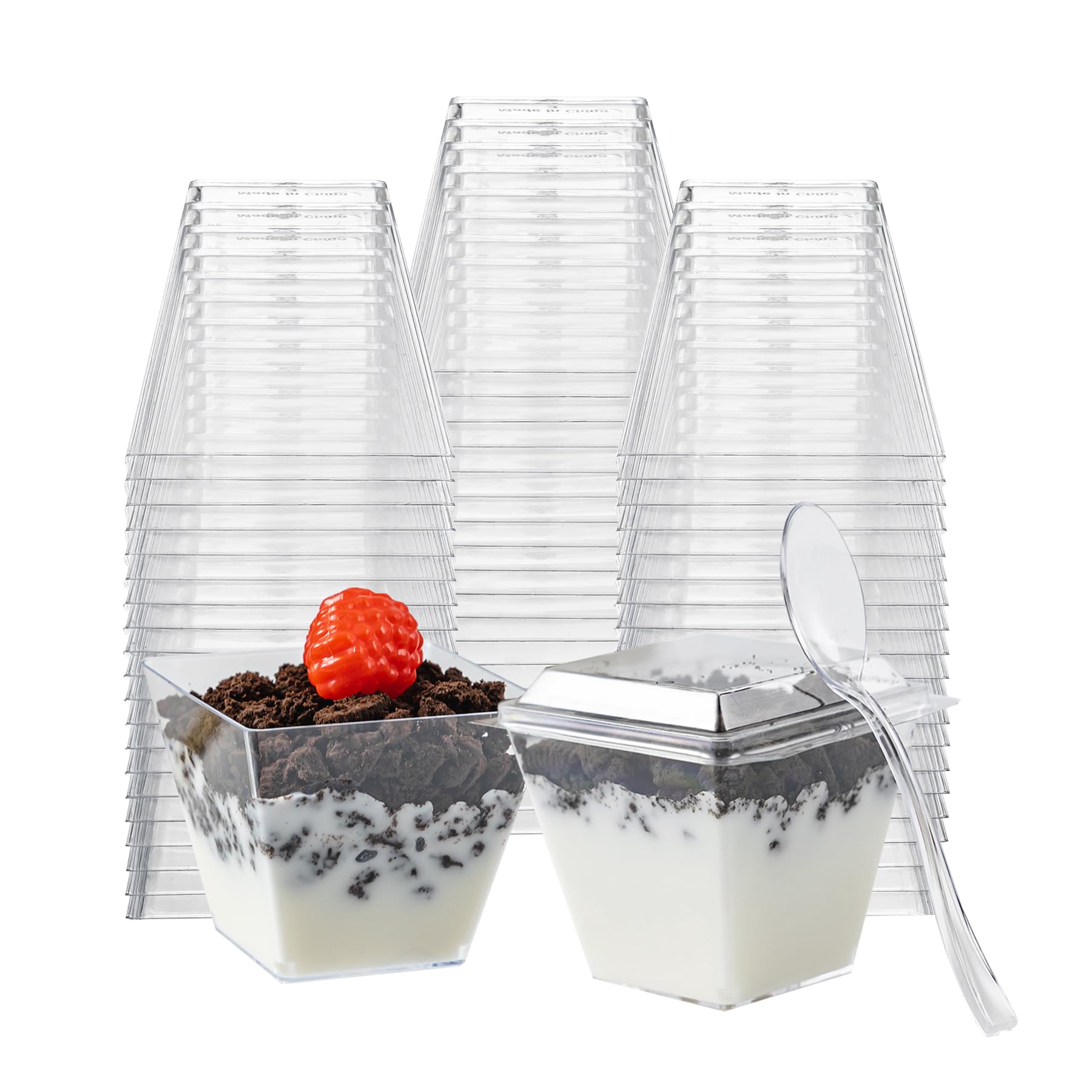 Copas postre 4oz Homip con tapas, presentación limpia para eventos