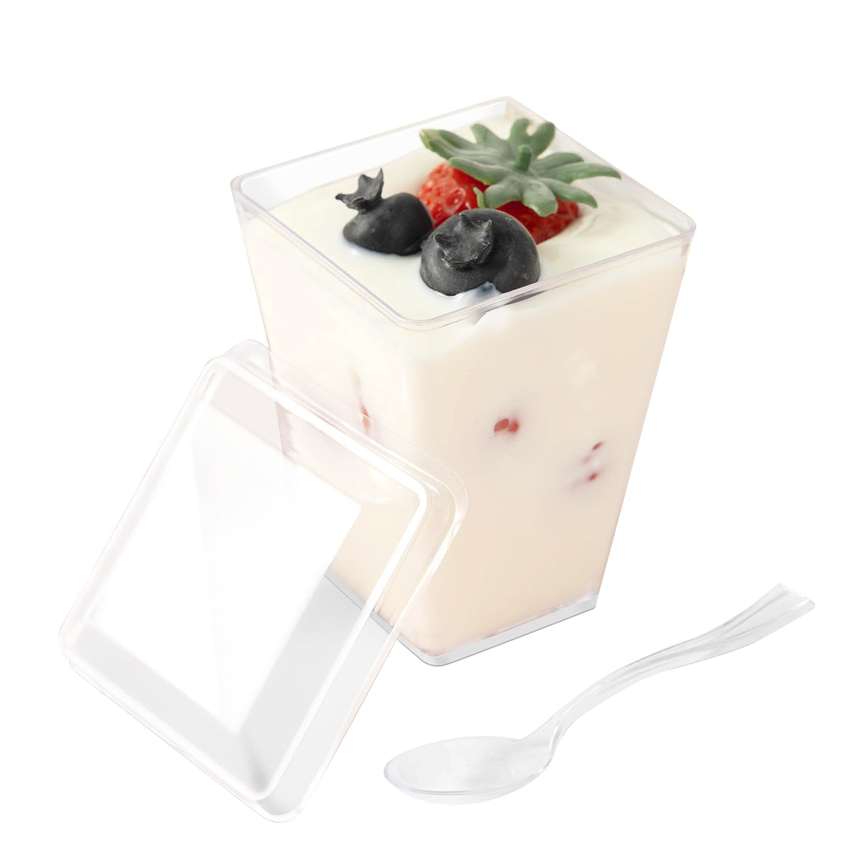 Copas de postre HOMIP 5 onzas con tapas: presentación elegante para yogur y postres