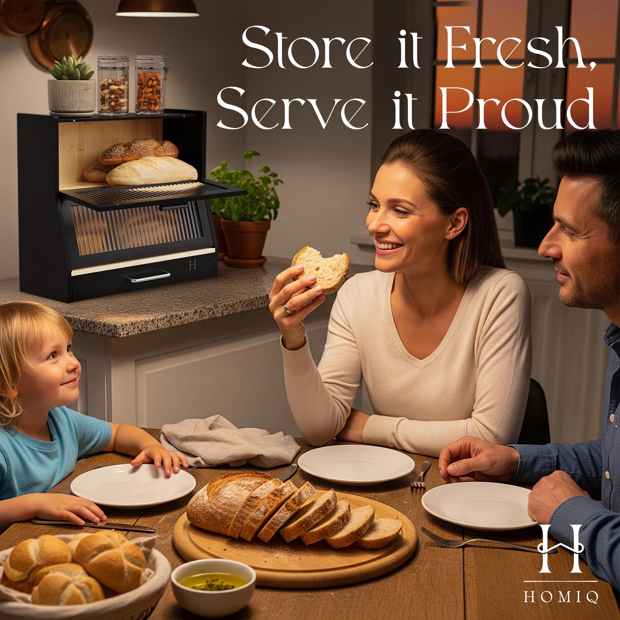 HOMIQ Panera de bambú, facilita organizar meriendas y desayunos.