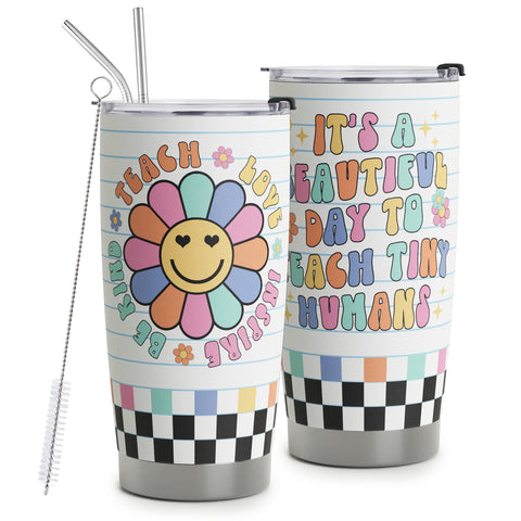 Termo HOMISBES de acero inoxidable 20 oz con tapa y pajillas, ideal para llevar café.