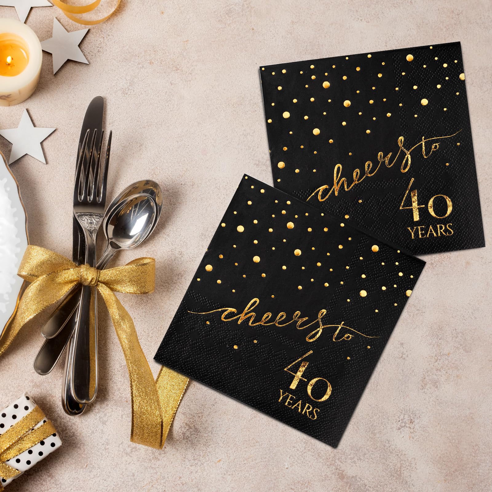 HOMIX servilletas para buffet 40 años, ideal para celebrar con estilo.