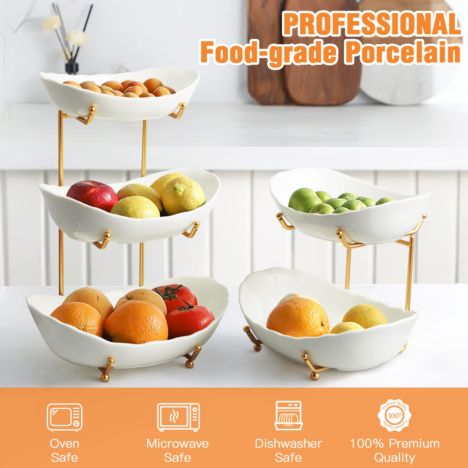 Base metálica dorada de HOMKULA para frutero estable en cocina