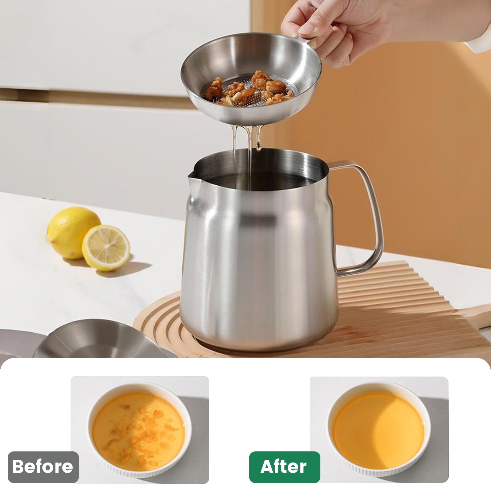 HOMKULA Cesto de fritura con mango ergonómico para manejo cómodo.