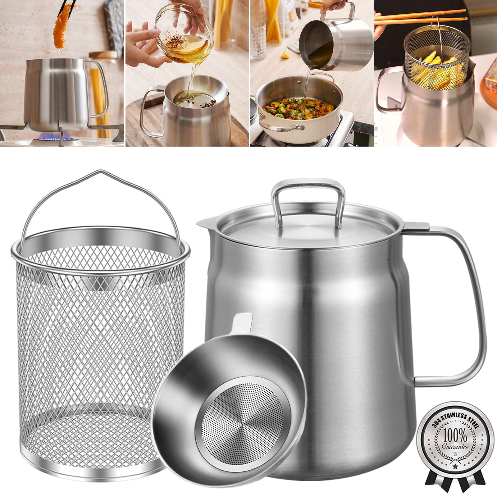 HOMKULA Olla 2 en 1 con cesta, ideal para freír en casa con seguridad.