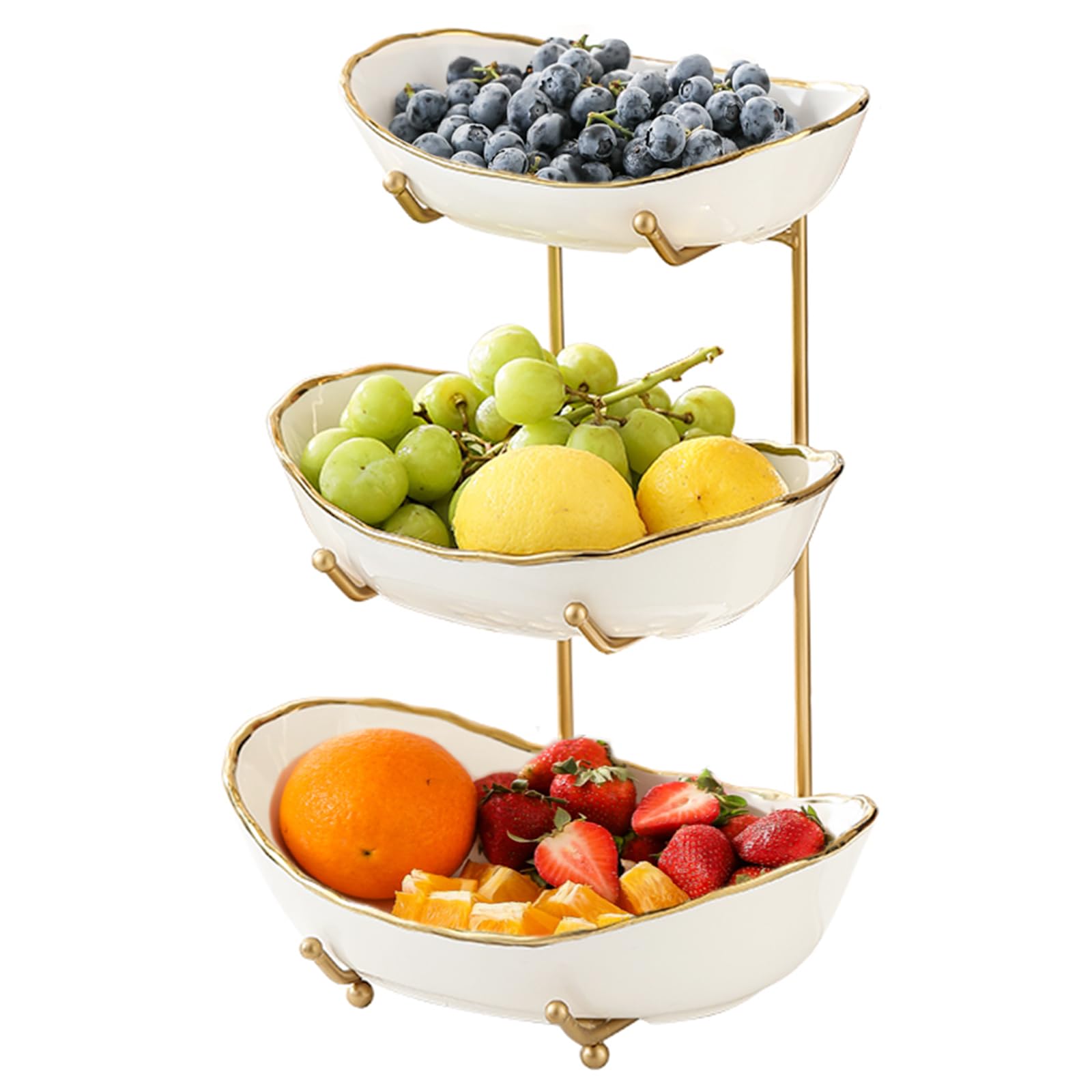 HOMKULA tazones de fruta cerámica de tres niveles para encimera organizada y atractiva