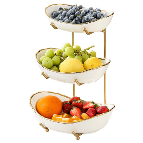 HOMKULA tazones de fruta cerámica de tres niveles para encimera organizada y atractiva