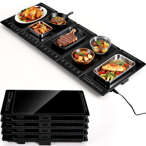 HomLaiting bandeja calentadora 41x15 con superficie de vidrio para buffet seguro