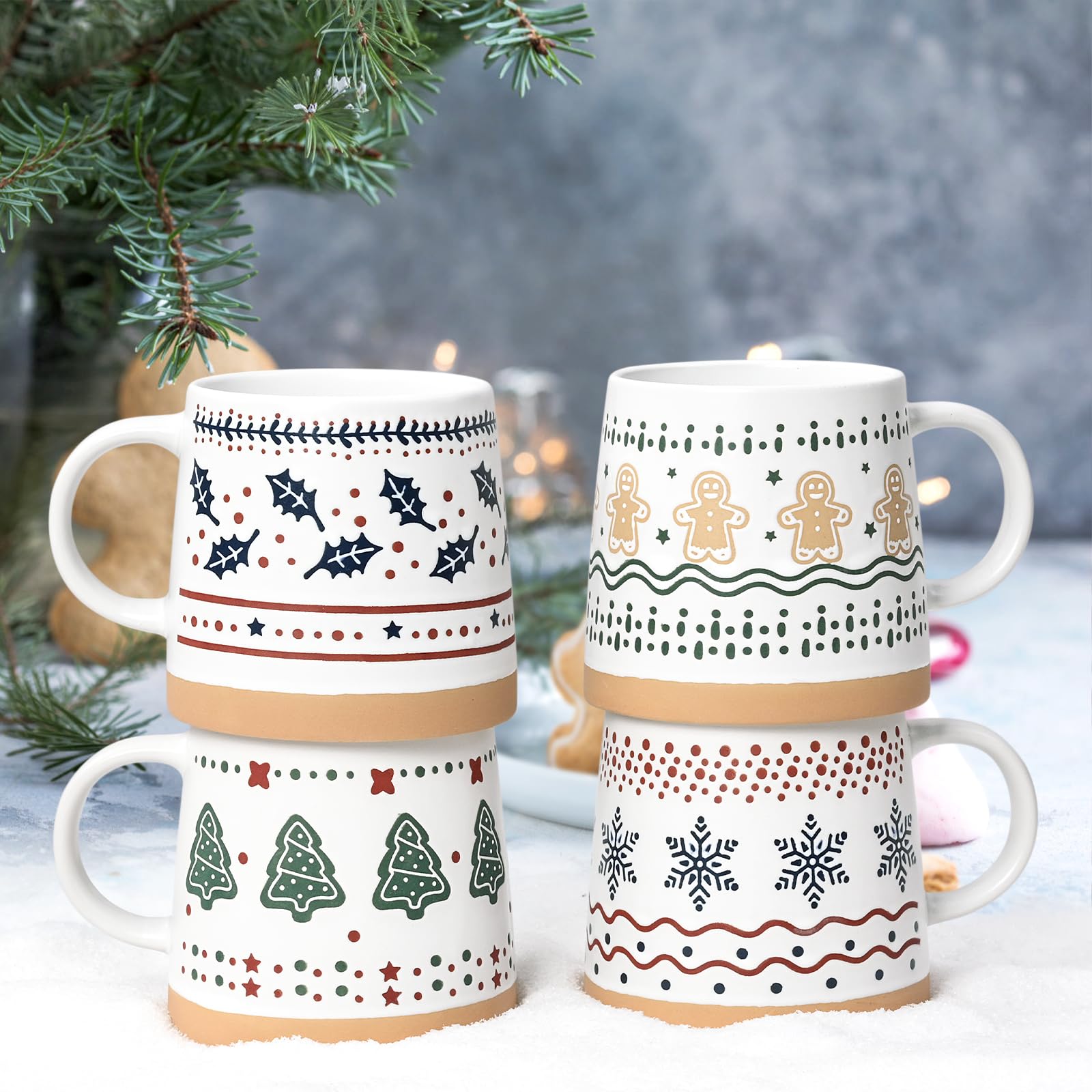 Homloue tazas Navidad con relieve hombre galleta, diversión para la familia