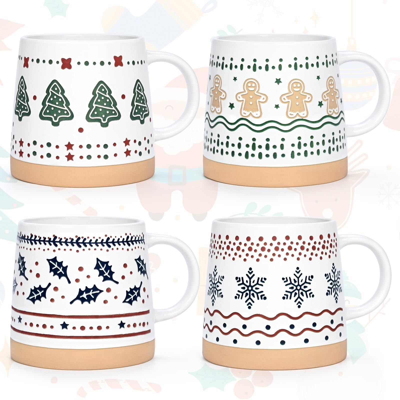 Homloue Navidad: set de tazas con diseños completos para mesa festiva y regalo