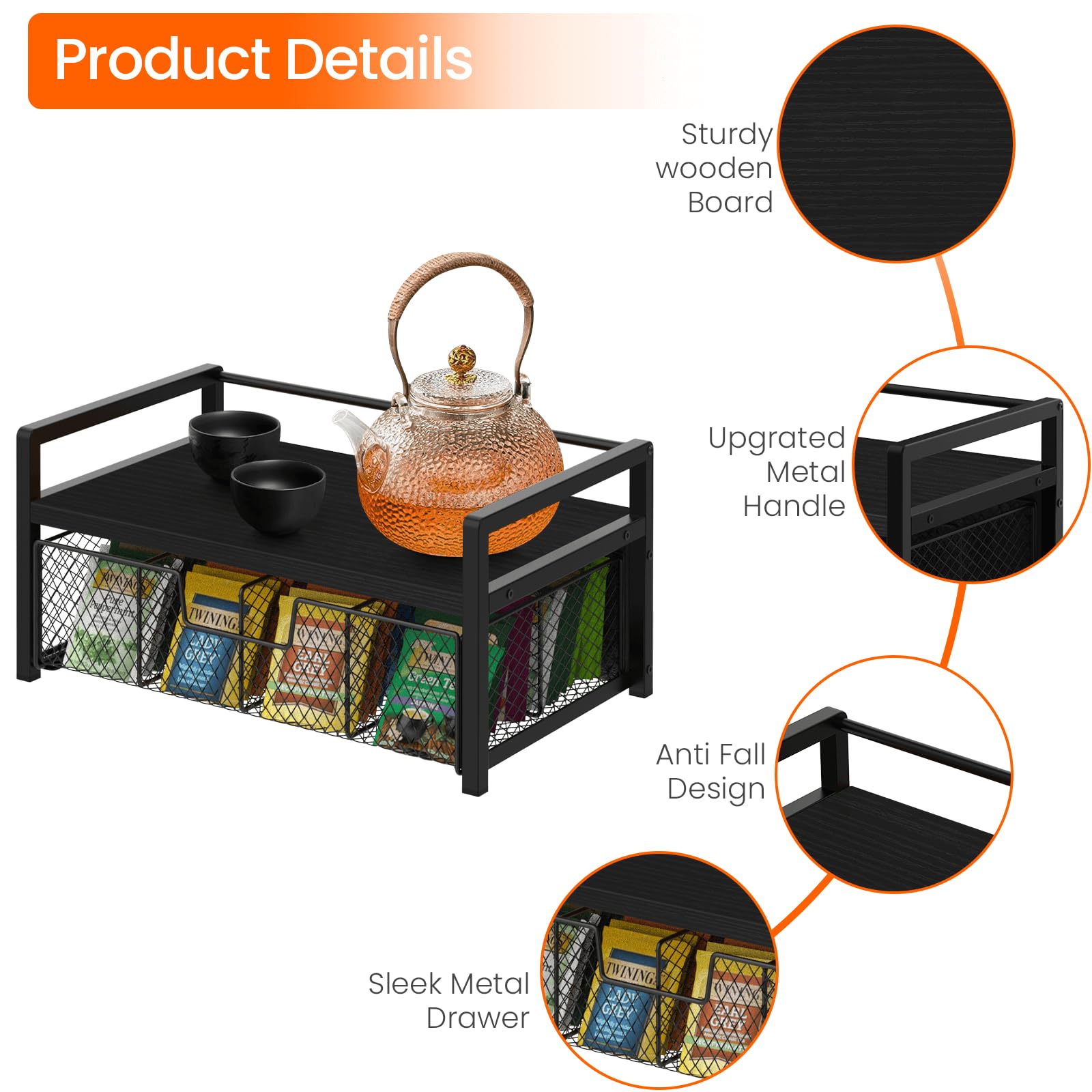 Homode diseño mate negro para contador de cocina.