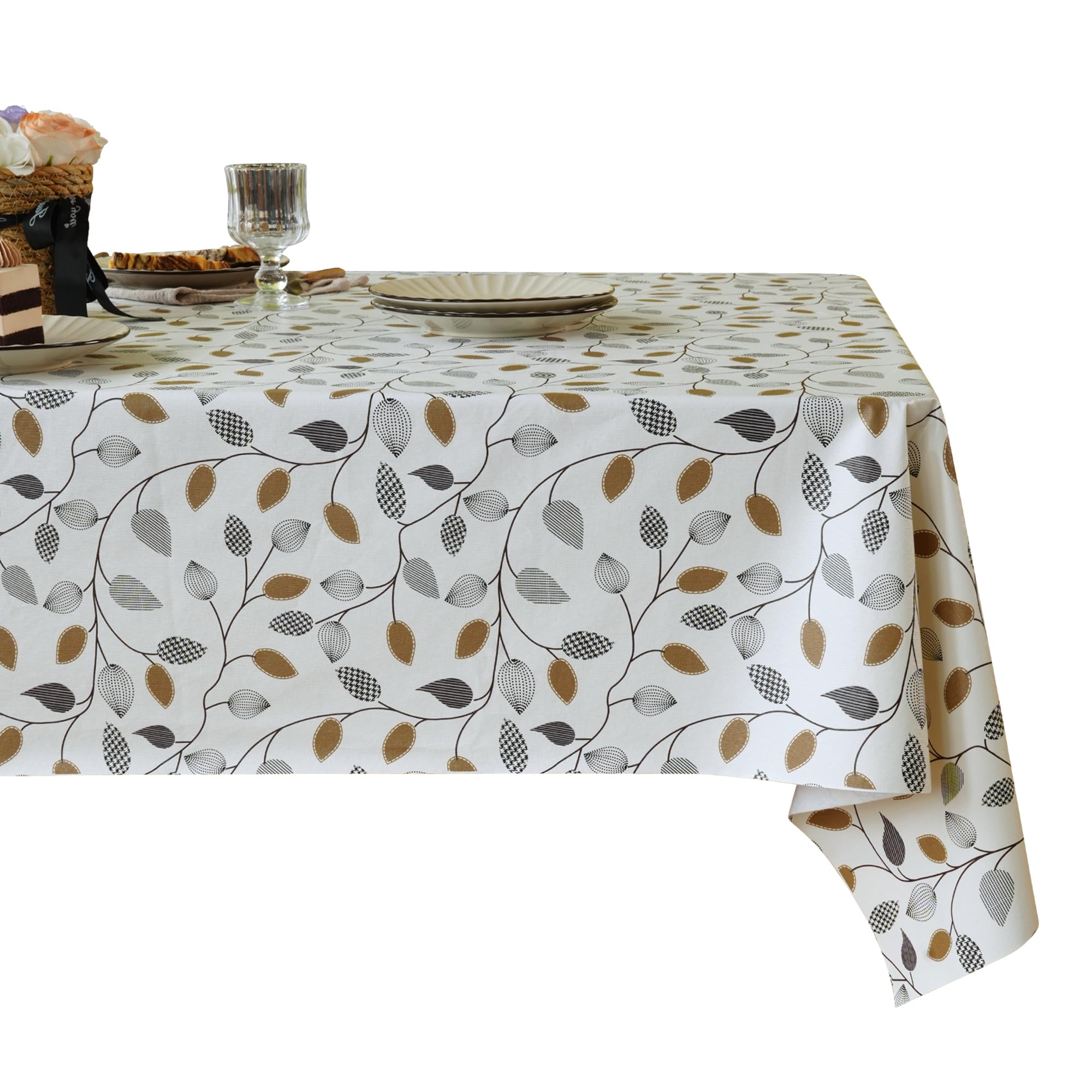 Mantel HOMOHEINI con hojas verdes para cenas al aire libre y estilo.