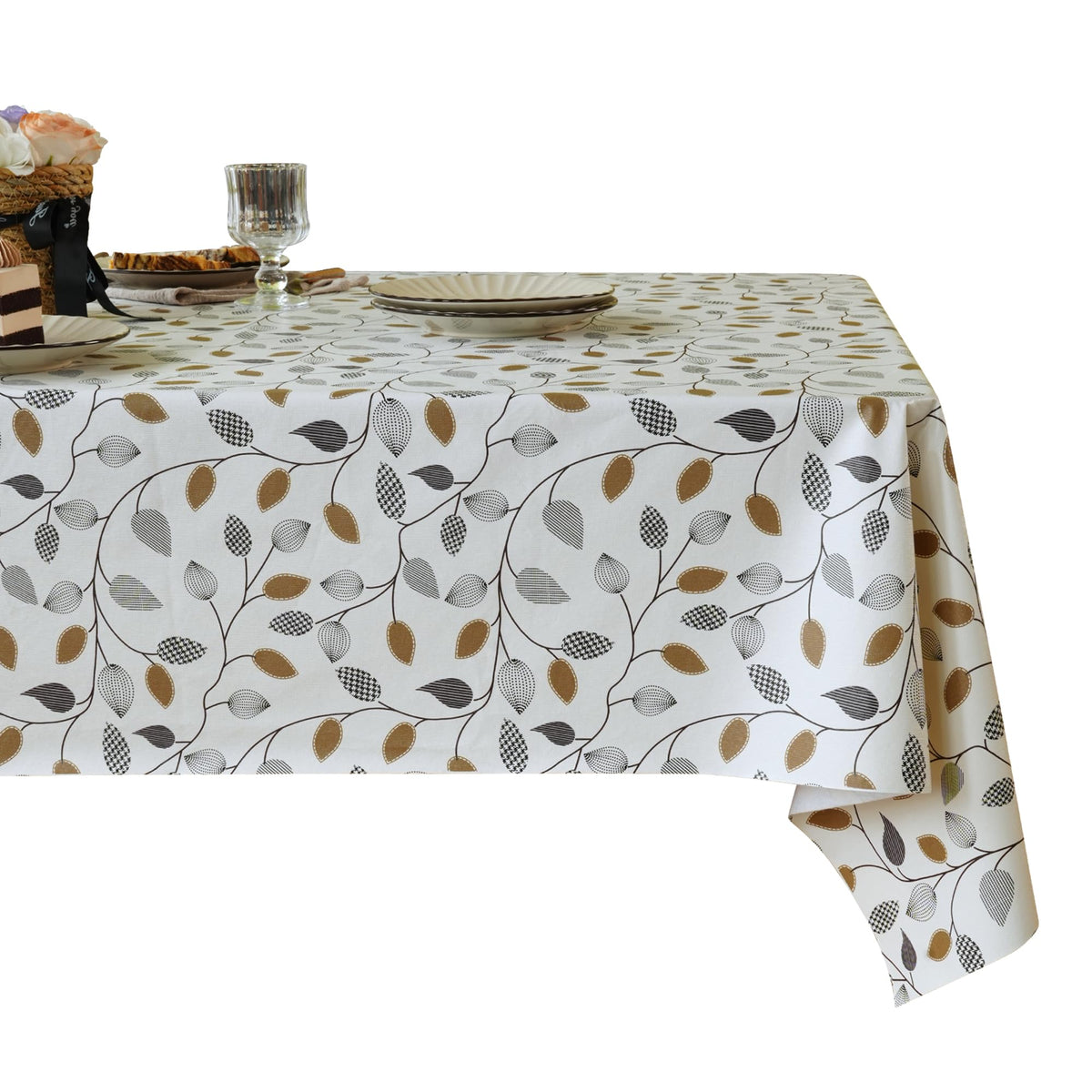 Mantel HOMOHEINI con hojas verdes para cenas al aire libre y estilo.