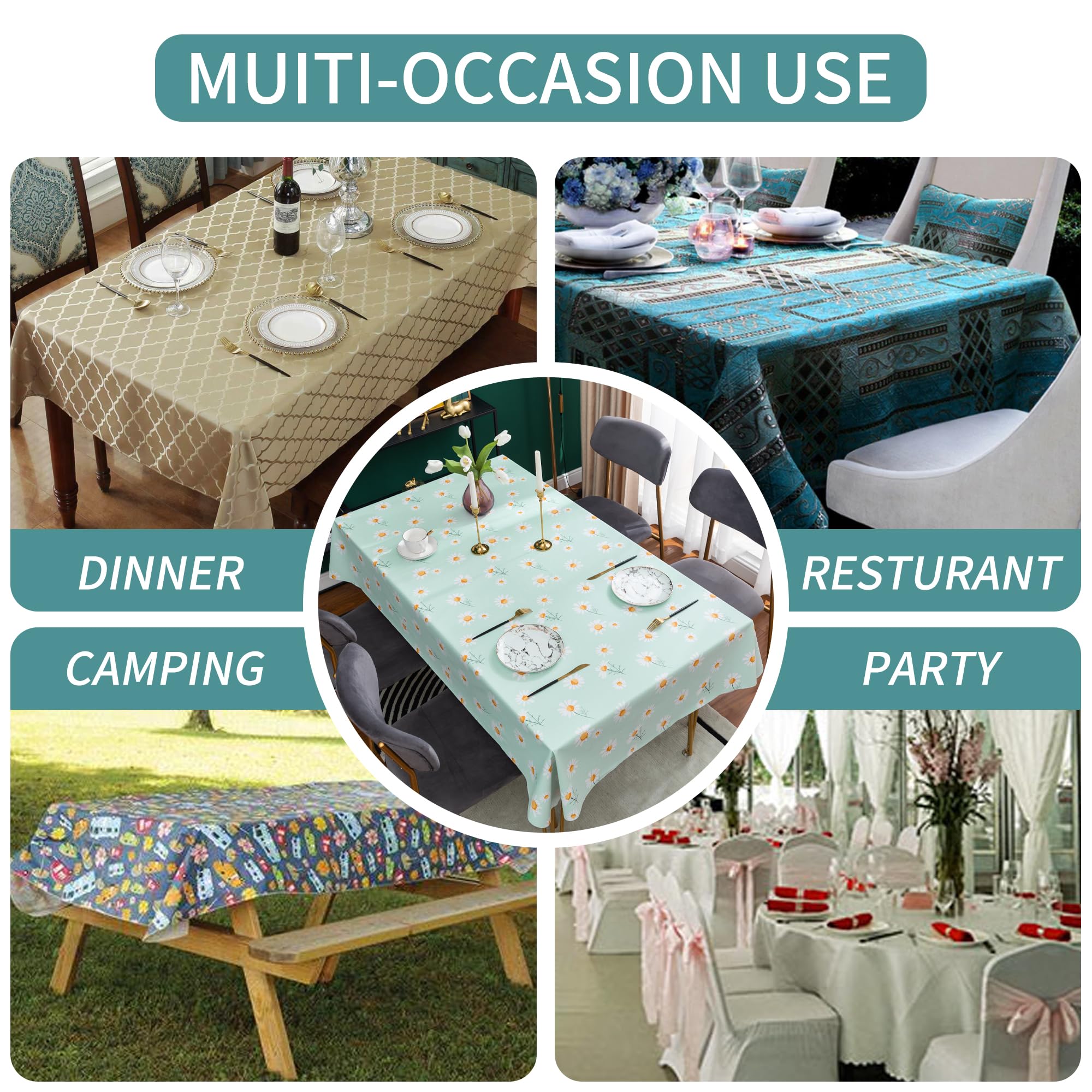HOMOHEINI mantel rectangular ideal para comidas, fiestas y camping al aire libre.