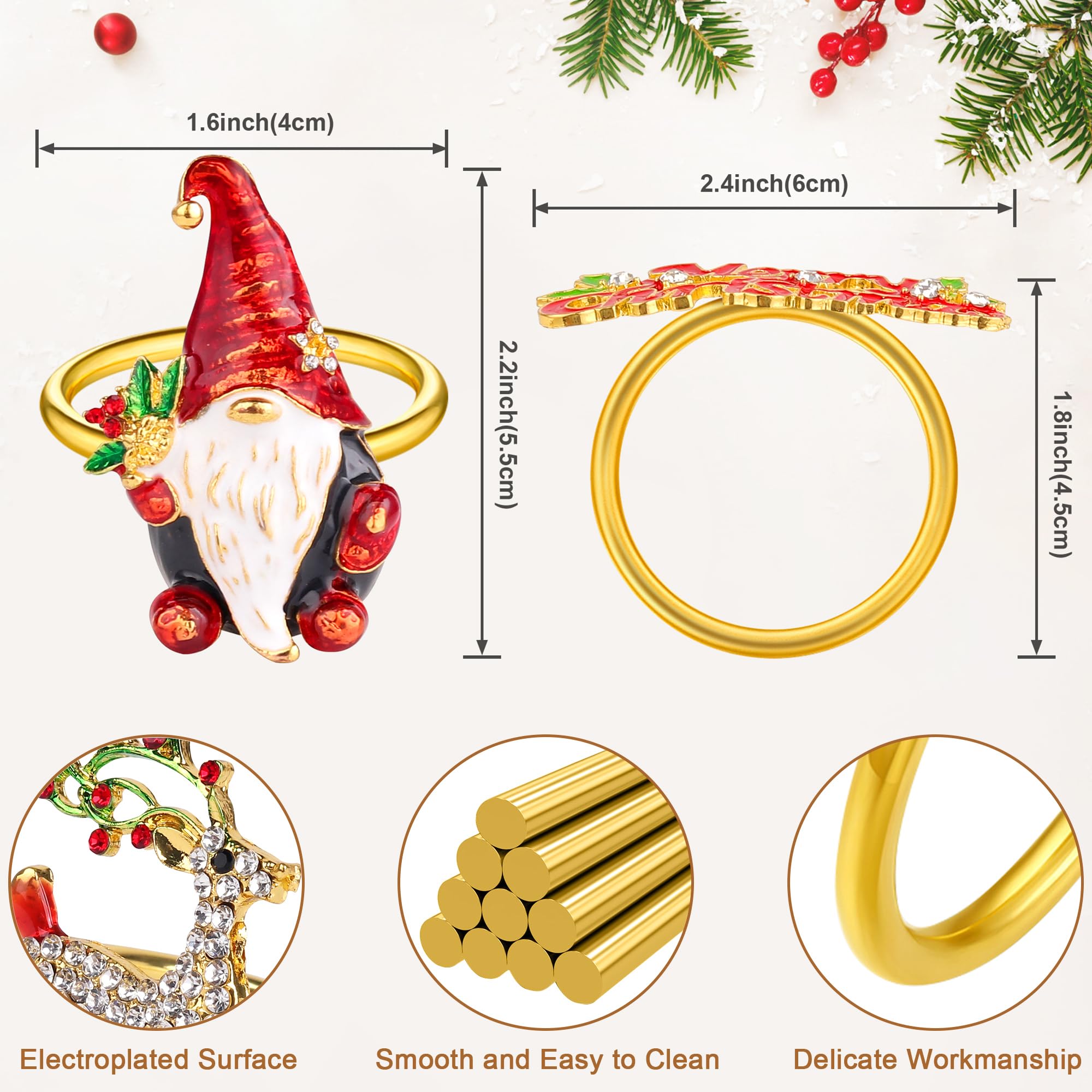 Anillo Homotte dorado con manzana decorativa, ideal para fiestas y banquetes.