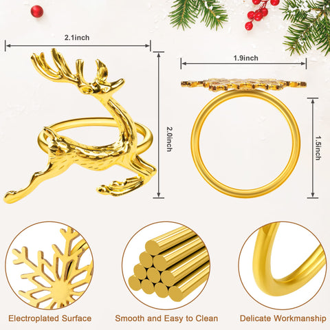 Anillo dorado Homotte con copo de nieve para cenas festivas.
