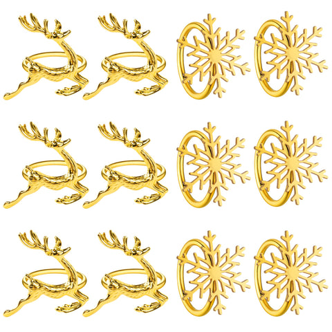 Anillo de servilleta dorado de Homotte con reno para embellecer la mesa.