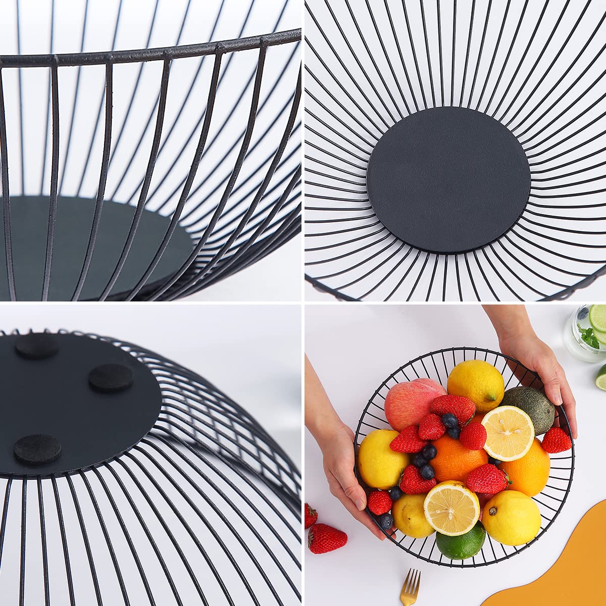 Presentación en mesa con la cesta HOMQUEN metalica, añade toque moderno y orden.