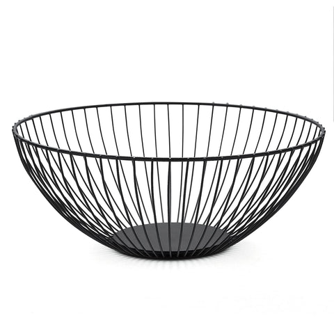 Cesta HOMQUEN de metalica negra redonda, ideal para exhibir frescura en la encimera.