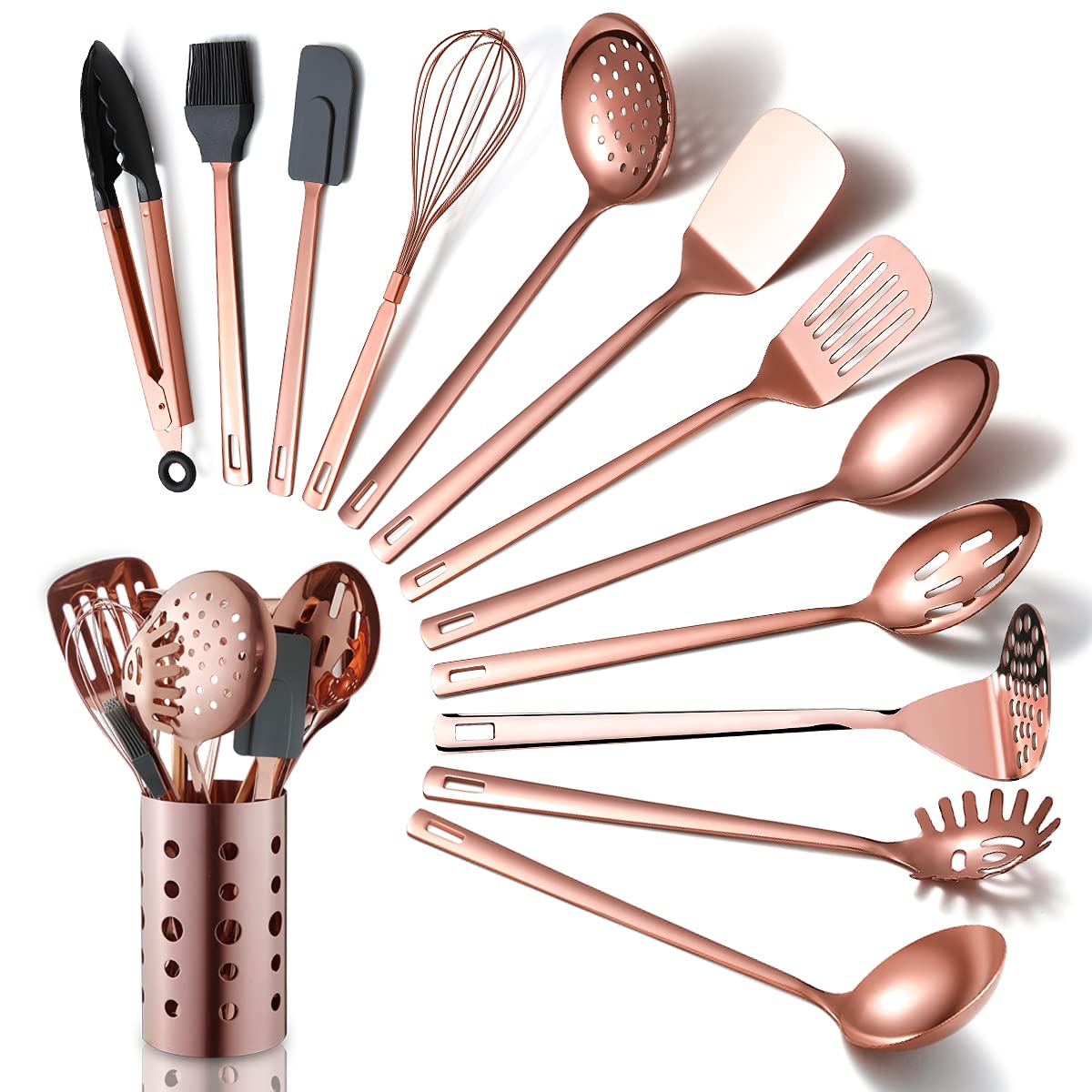 HOMQUEN juego-utensilios-cobre-13-piezas, perfecto para cocinar sin rayar.