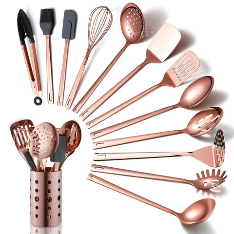 HOMQUEN juego-utensilios-cobre-13-piezas, perfecto para cocinar sin rayar.