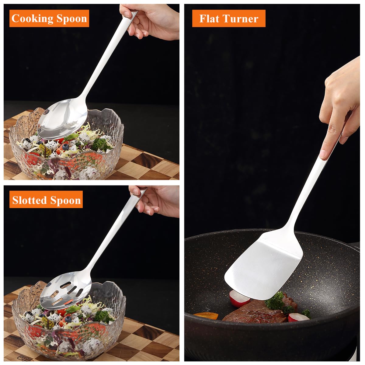Homquen juego de utensilios de una pieza para mayor durabilidad.