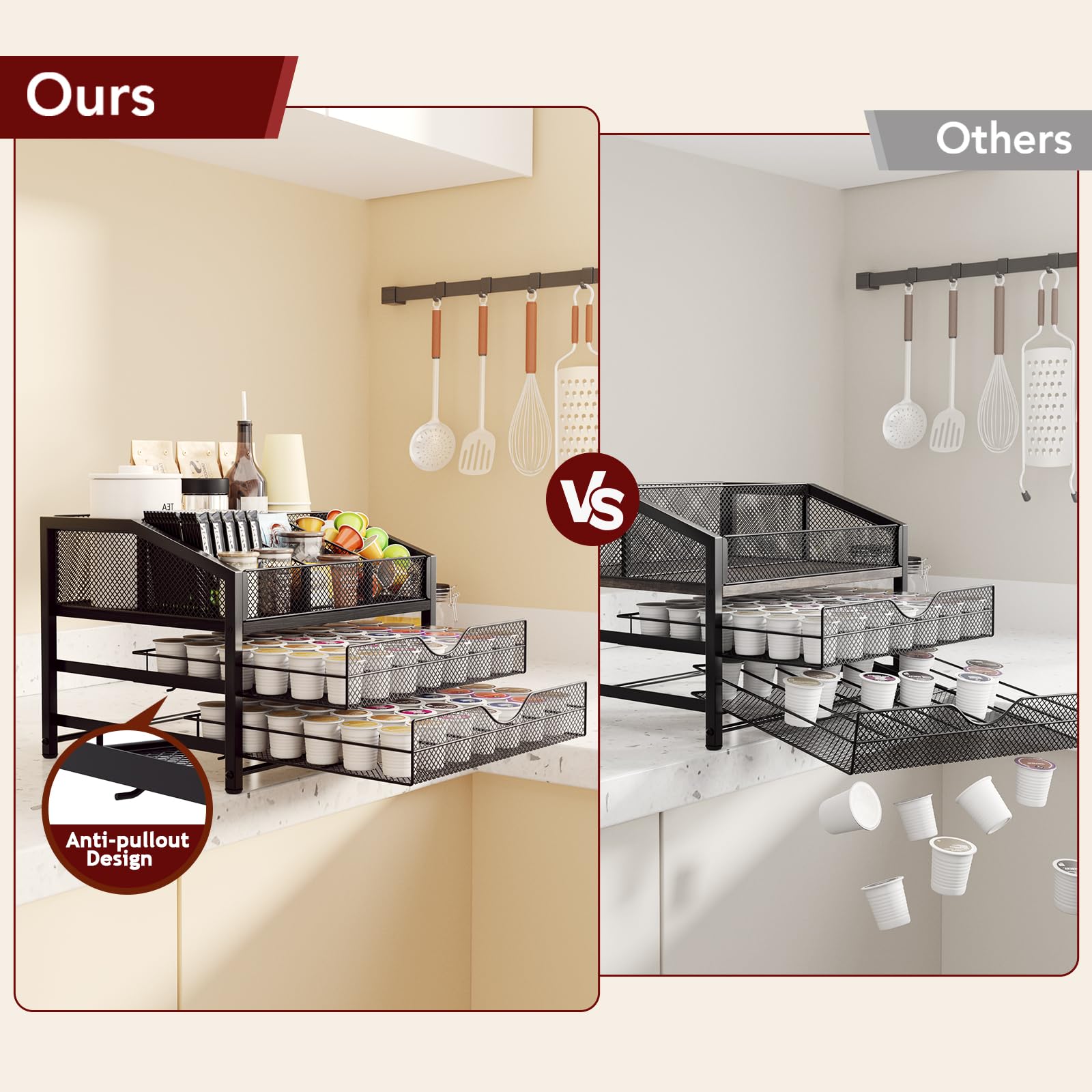 Homsorout cápsulas-cafe, almacenamiento compacto para cápsulas y soportes.