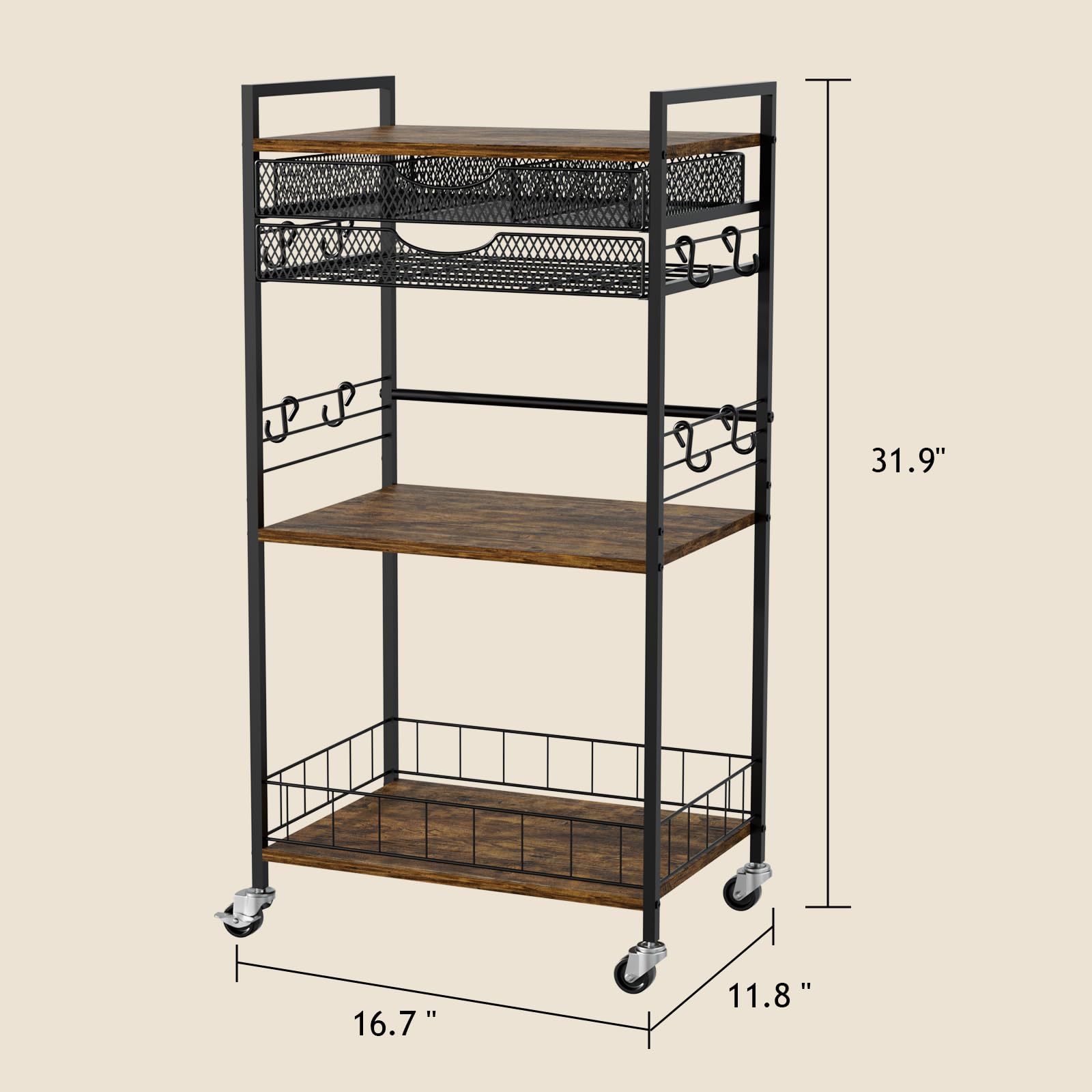 Homsorout Carrito con soporte para cápsulas: acceso rápido y orden diario.