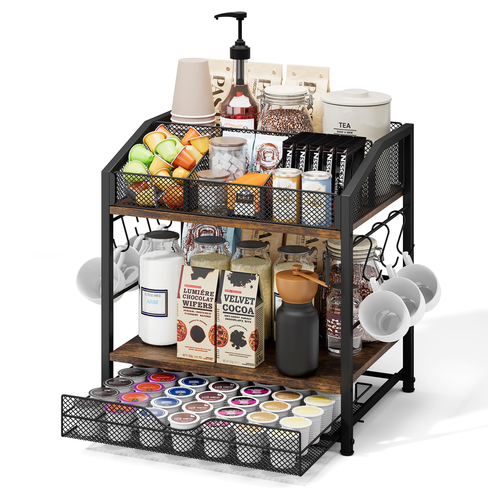 Homsorout organizador de barra para café, frente al mostrador, orden práctico