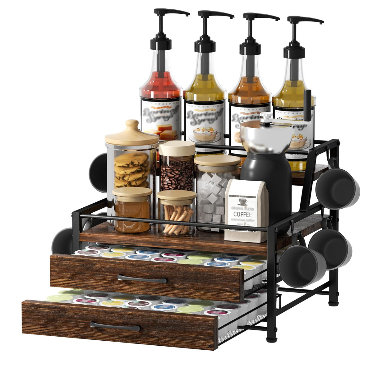 Organizador Homsorout para jarabes con 4 niveles para barra de café.