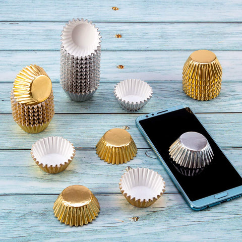 Homtable cápsulas mini plata detalle aptas para repostería en fiestas.