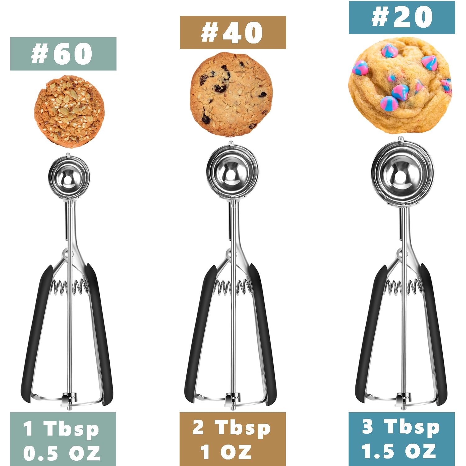 HOMURE H Cookie Scoop Set detalle del resorte para liberar masa