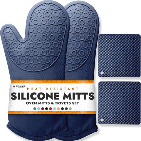 Manoplas de silicona HOMWE ofrecen alta protección para cocinar sin quemaduras.