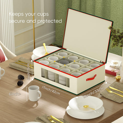 Homyfort caja almacenamiento para tazas con tapa antipolvo para protección contra polvo