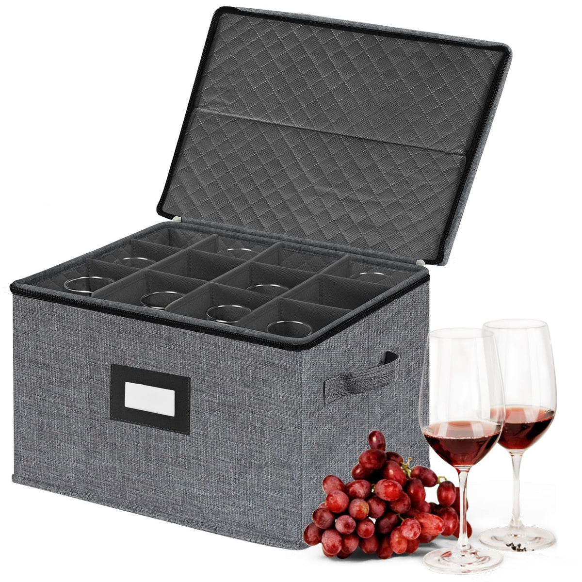 Homyfort caja para copas de vino con 12 celdas, protección para transporte.