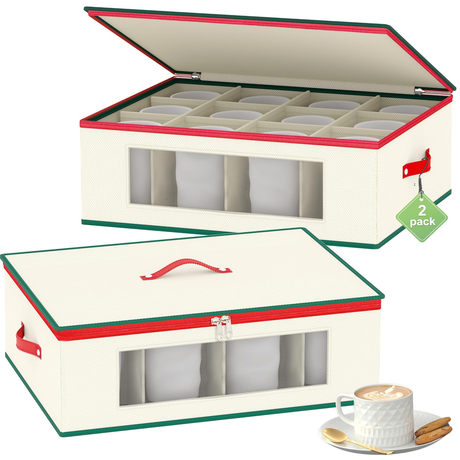 Homyfort organizador de tazas con divisores para 24 piezas, práctico y ordenado