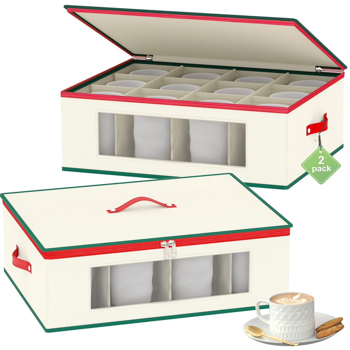 Homyfort organizador de tazas con divisores para 24 piezas, práctico y ordenado