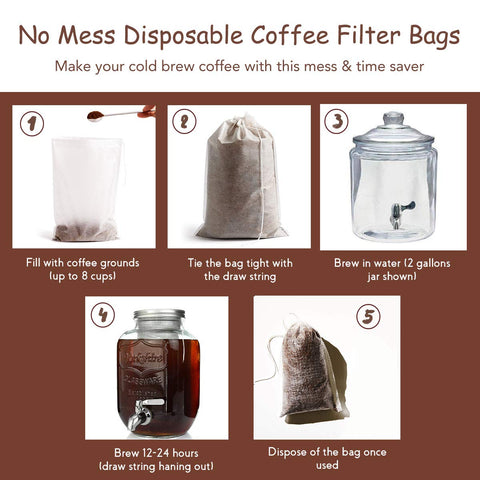 Bolsas HOMYHEE para café frío 8x12, filtración limpia y rápida.