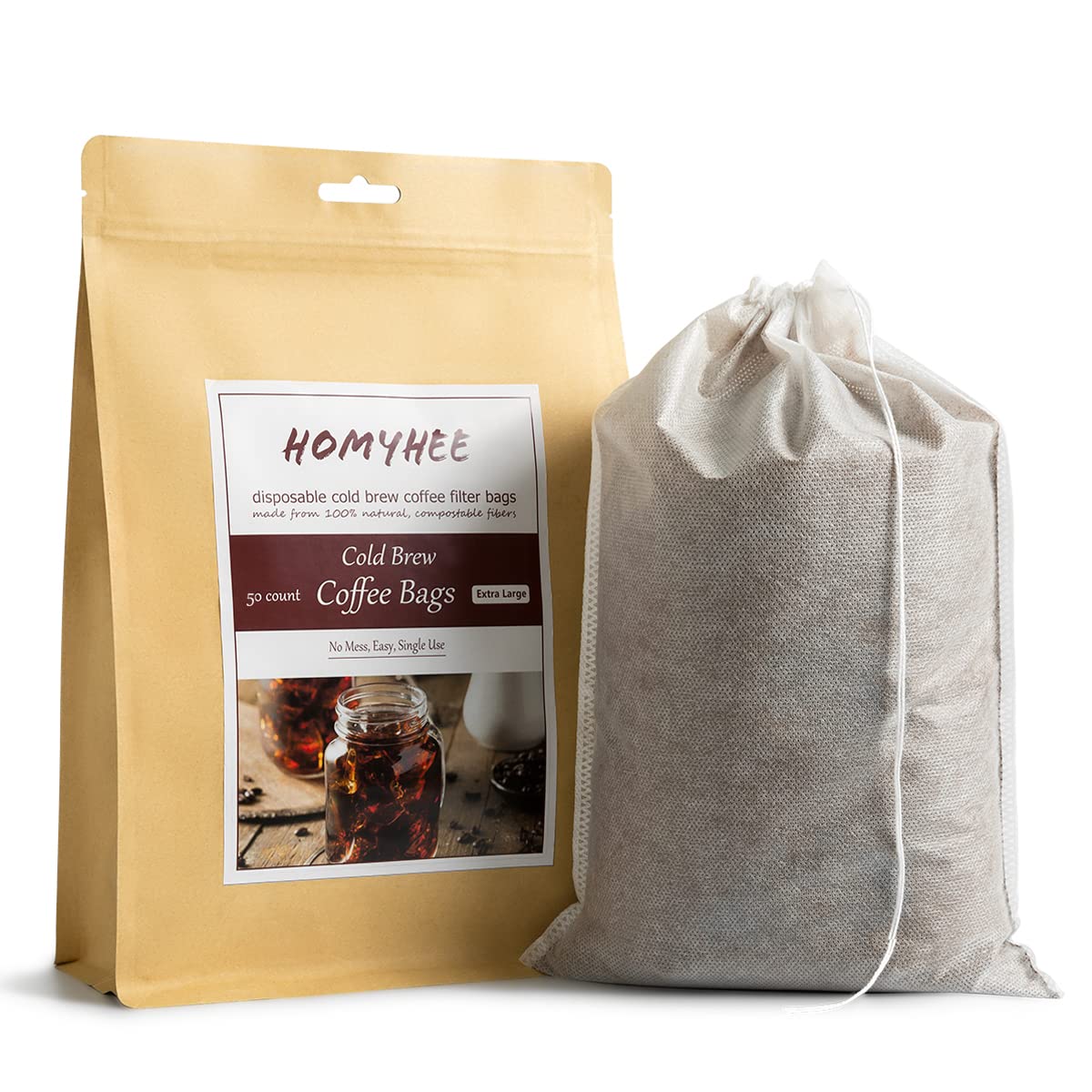 Bolsas HOMYHEE para café frío 8x12, uso único y práctico.