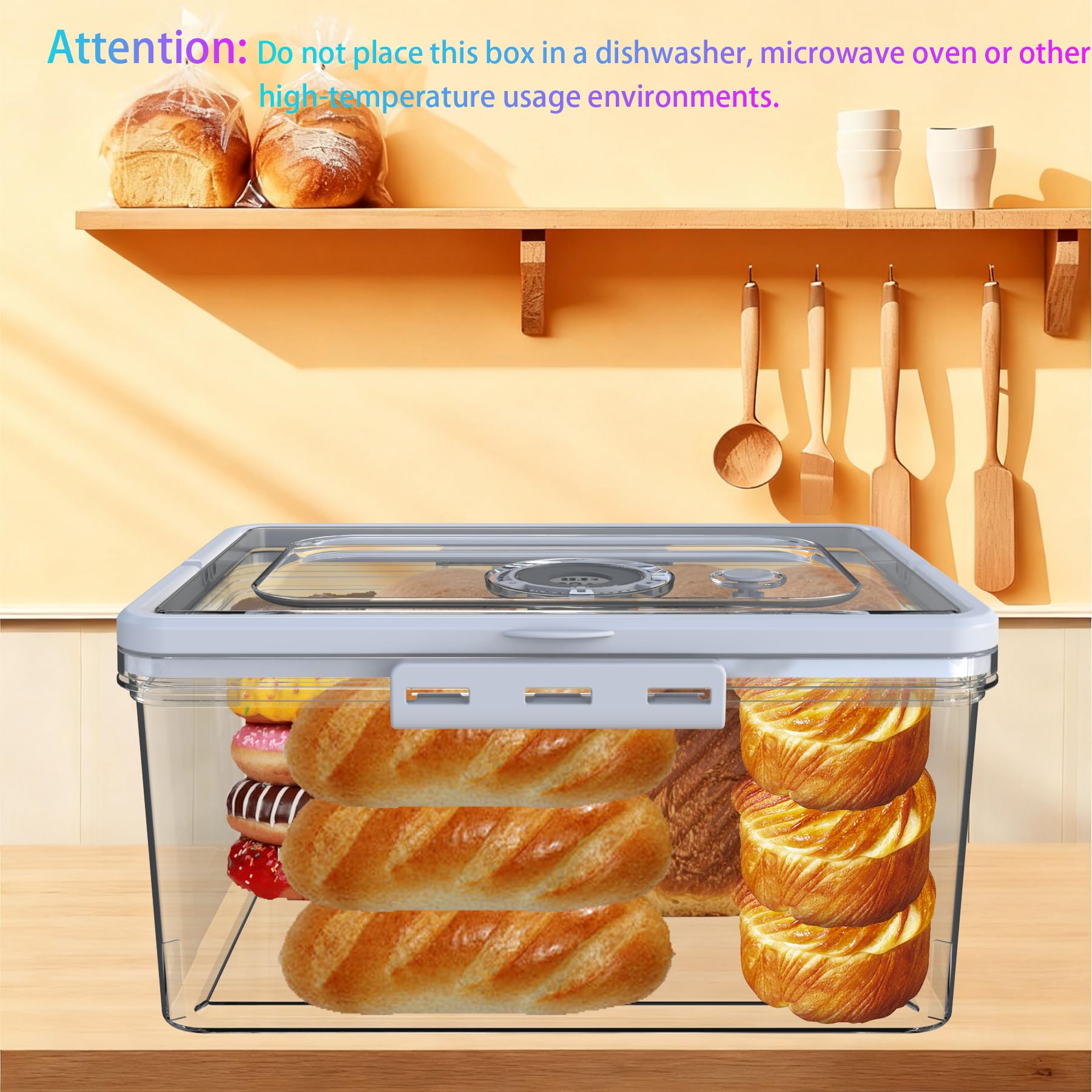 Honbuty caja pan asas dobles, transporte cómodo desde la cocina.