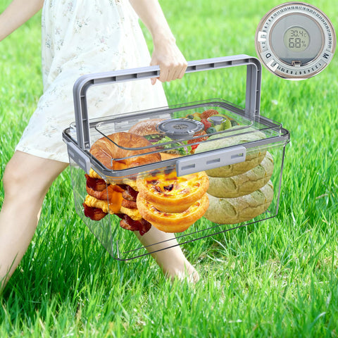 Honbuty caja pan con tapa y mango, fácil de transportar para cocina o picnic.